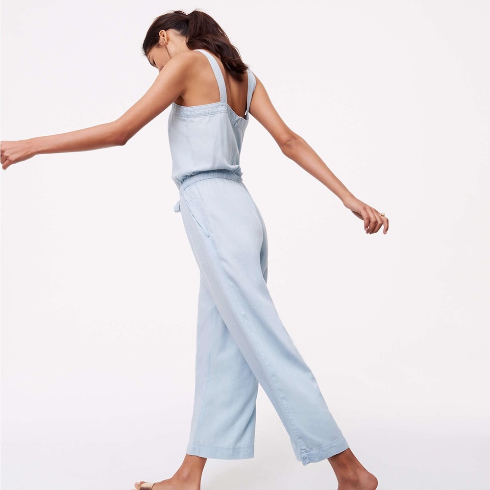 NWOT LOFT chambray apron jumpsuit, never worn, M